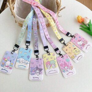 2pcs Sanrio Character Card Holder Lanyard Metro Card Case With Retractable Strap